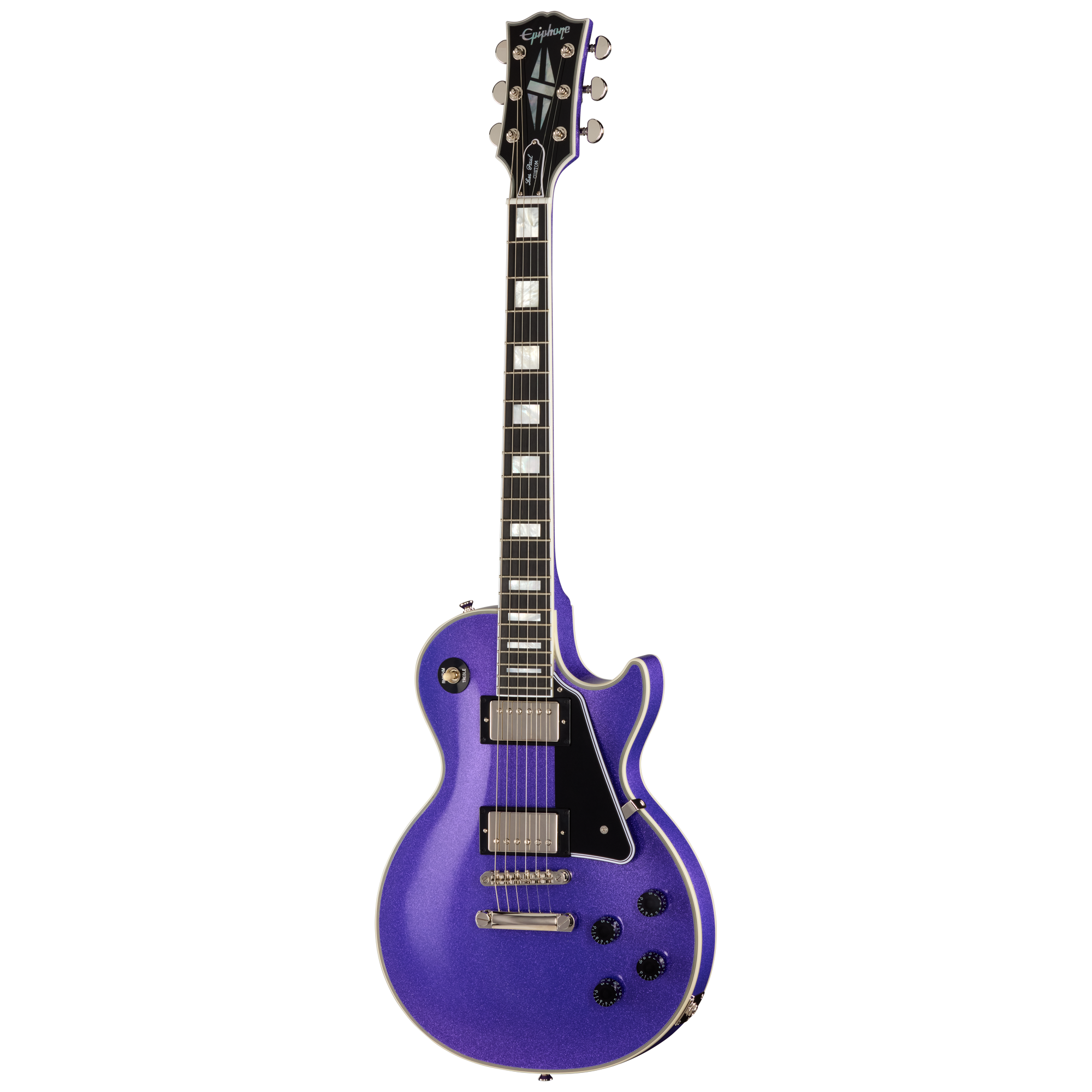 E-Gitarre, Violett, Massivkorpus, Doppel-Humbucker, Schwarzes Schlagbrett